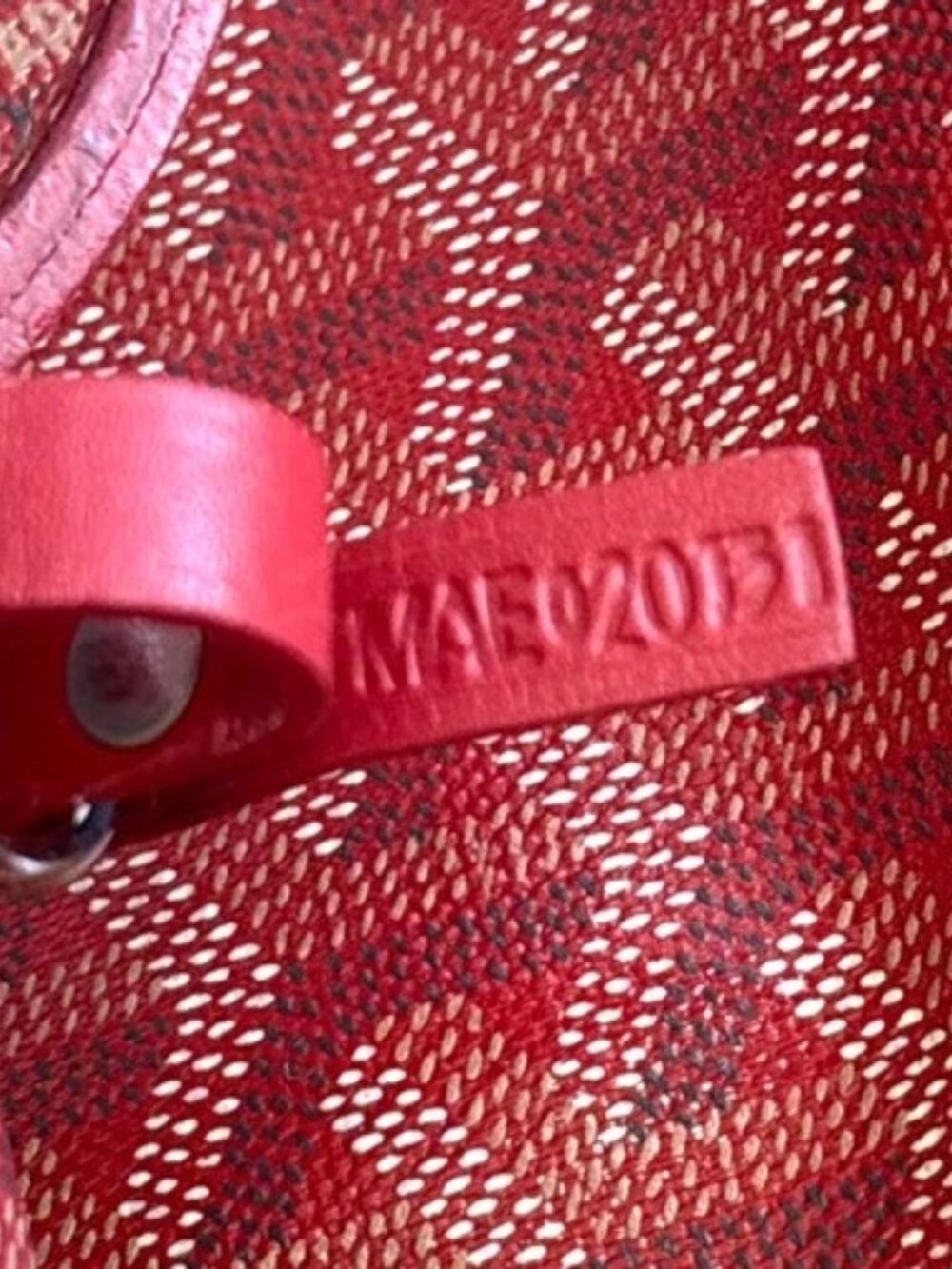 GOYARD Saint Louis PM stripe initial Tote Bag Pouch Red Canvas Leather - Picture 14 of 15